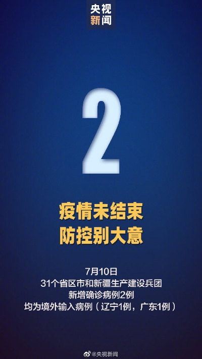 31省新增境外2例︰(31省区市新增确诊2例均为境外输入)