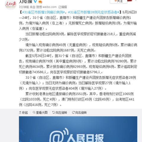 31省区市新增1例确诊,31省区市新增确诊10例 含本土1例