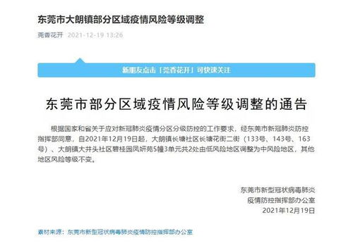 东莞一地调整为中风险地区〃2021年6月东莞是中风险地区吗